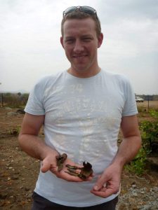 Matt Green in Sudan with shrapnel found near the country's capital, Juba.